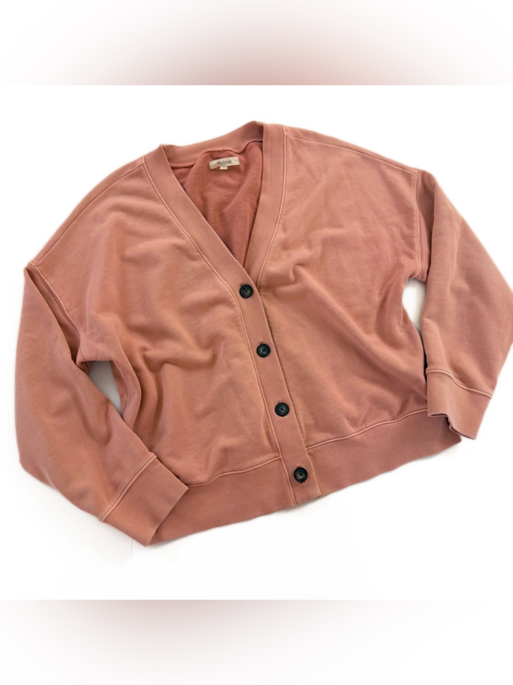 Madewell Cardigan Sweater Womens Small (Re)Sourced Recycled Terry Pink